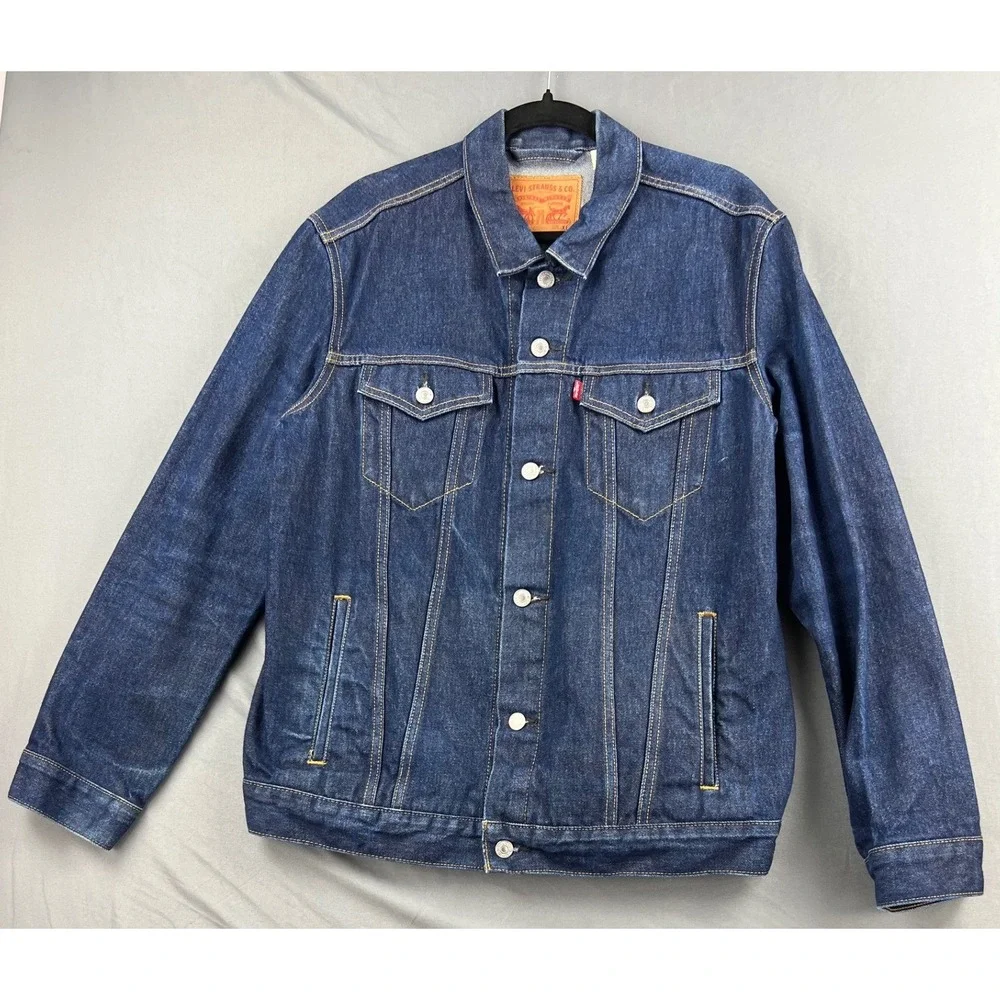 Levi's Denim Trucker Jacket Mens XL Dark Wash Blue Cotton Classic Excellent
